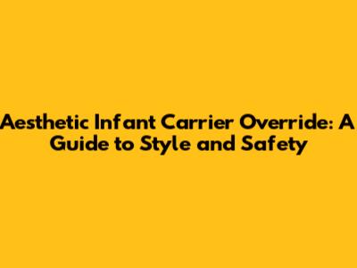 Aesthetic Infant Carrier Override: A Guide to Style and Safety