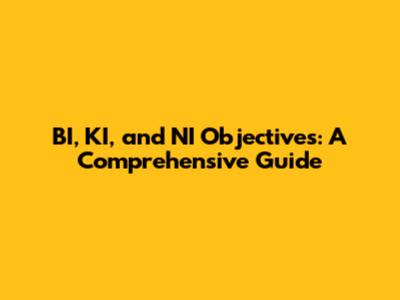 BI, KI, and NI Objectives: A Comprehensive Guide
