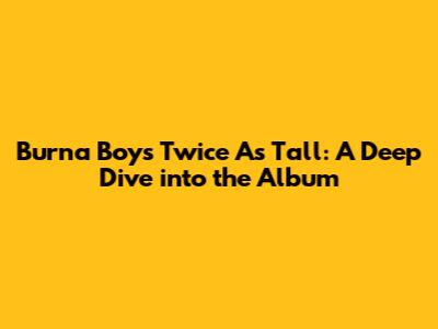 Burna Boy's Twice As Tall: A Deep Dive into the Album