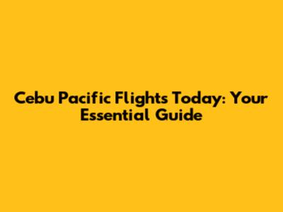 Cebu Pacific Flights Today: Your Essential Guide