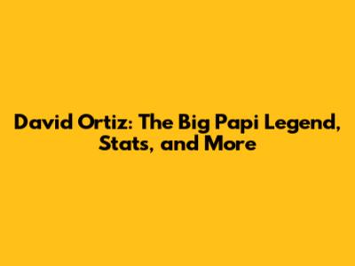 David Ortiz: The Big Papi Legend, Stats, and More