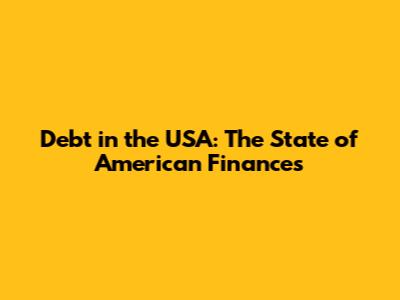 Debt in the USA: The State of American Finances