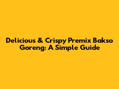 Delicious & Crispy Premix Bakso Goreng: A Simple Guide