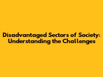 Disadvantaged Sectors of Society: Understanding the Challenges