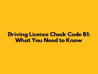 Driving Licence Check Code B1: What You Need to Know
