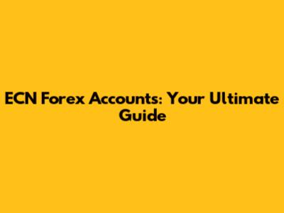 ECN Forex Accounts: Your Ultimate Guide