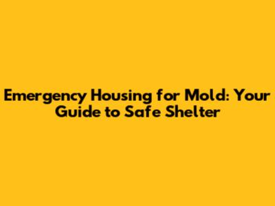 Emergency Housing for Mold: Your Guide to Safe Shelter