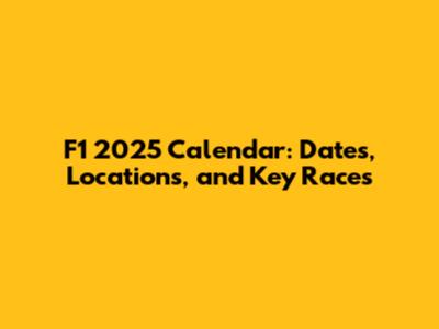 F1 2025 Calendar: Dates, Locations, and Key Races