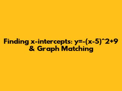Finding x-intercepts: y=-(x-5)^2+9 & Graph Matching