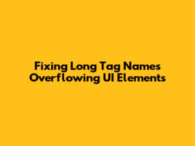Fixing Long Tag Names Overflowing UI Elements