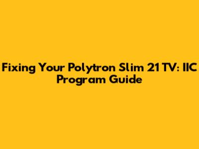 Fixing Your Polytron Slim 21" TV: IIC Program Guide