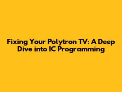Fixing Your Polytron TV: A Deep Dive into IC Programming
