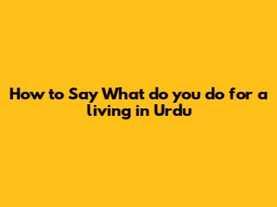 How to Say "What do you do for a living" in Urdu