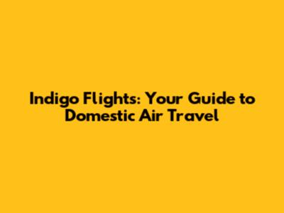Indigo Flights: Your Guide to Domestic Air Travel