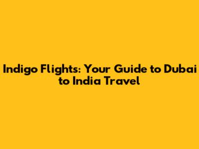Indigo Flights: Your Guide to Dubai to India Travel