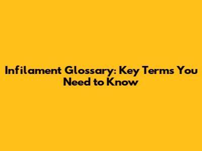 Infilament Glossary: Key Terms You Need to Know