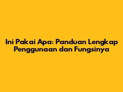 Ini Pakai Apa: Panduan Lengkap Penggunaan dan Fungsinya