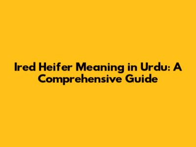 Ired Heifer Meaning in Urdu: A Comprehensive Guide