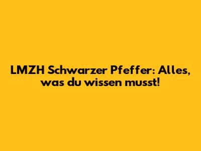 LMZH Schwarzer Pfeffer: Alles, was du wissen musst!
