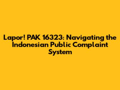 Lapor! PAK 16323: Navigating the Indonesian Public Complaint System