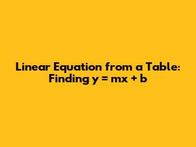 Linear Equation from a Table: Finding y = mx + b