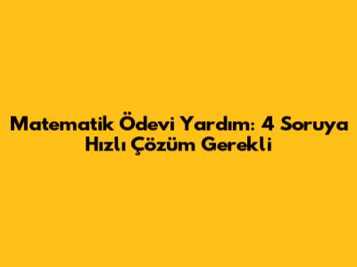 Matematik Ödevi Yardım: 4 Soruya Hızlı Çözüm Gerekli