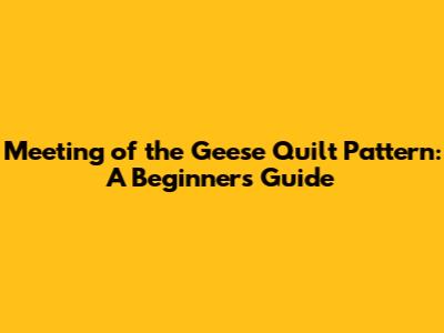 Meeting of the Geese Quilt Pattern: A Beginner's Guide