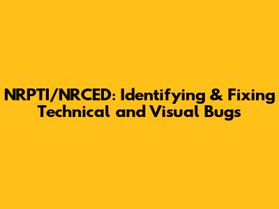 NRPTI/NRCED: Identifying & Fixing Technical and Visual Bugs