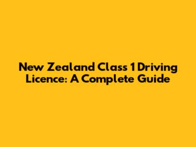 New Zealand Class 1 Driving Licence: A Complete Guide