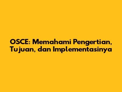 OSCE: Memahami Pengertian, Tujuan, dan Implementasinya