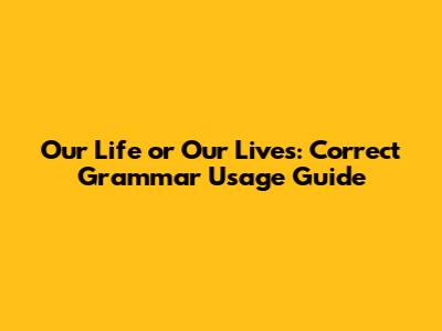 Our Life or Our Lives: Correct Grammar Usage Guide
