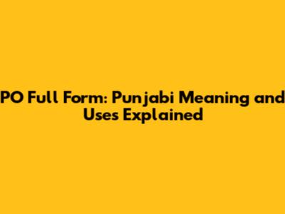 PO Full Form: Punjabi Meaning and Uses Explained