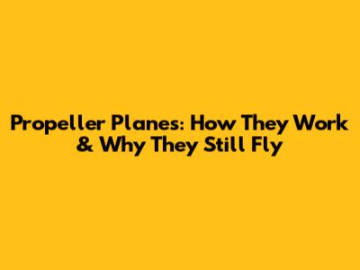 Propeller Planes: How They Work & Why They Still Fly