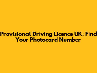 Provisional Driving Licence UK: Find Your Photocard Number