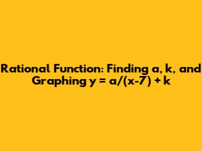 Rational Function: Finding 'a', 'k', and Graphing y = a/(x-7) + k