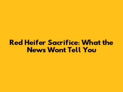 Red Heifer Sacrifice: What the News Won't Tell You