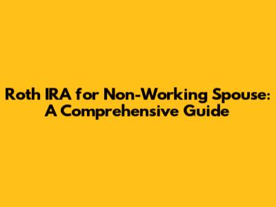 Roth IRA for Non-Working Spouse: A Comprehensive Guide