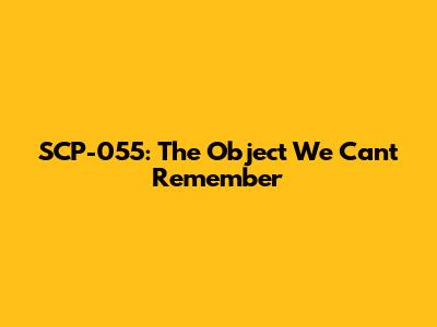 SCP-055: The Object We Can't Remember