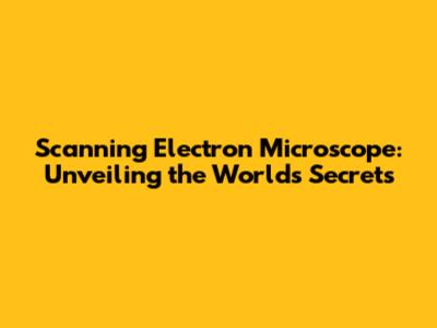 Scanning Electron Microscope: Unveiling the World's Secrets