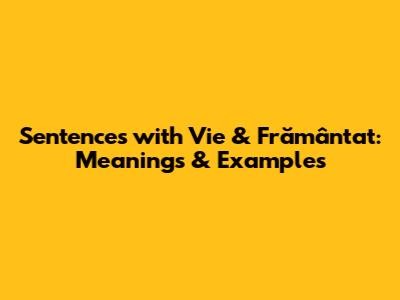 Sentences with 'Vie' & 'Frământat': Meanings & Examples