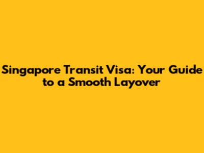 Singapore Transit Visa: Your Guide to a Smooth Layover