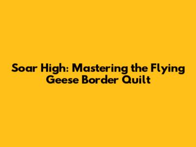 Soar High: Mastering the Flying Geese Border Quilt