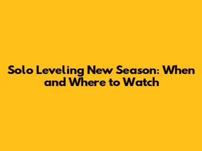 Solo Leveling New Season: When and Where to Watch
