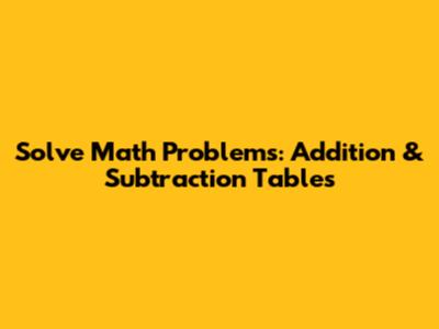 Solve Math Problems: Addition & Subtraction Tables