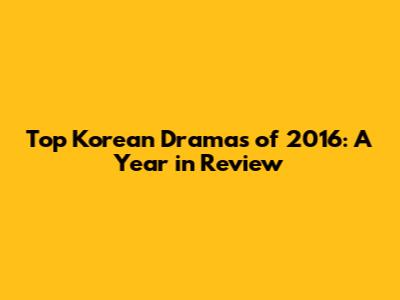 Top Korean Dramas of 2016: A Year in Review