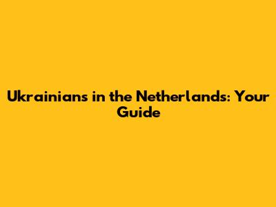 Ukrainians in the Netherlands: Your Guide