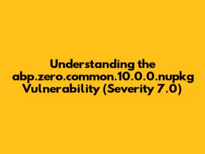 Understanding the abp.zero.common.10.0.0.nupkg Vulnerability (Severity 7.0)