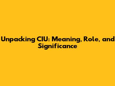 Unpacking CIU: Meaning, Role, and Significance
