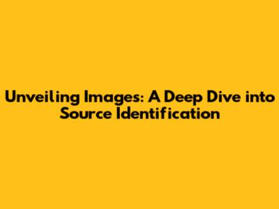 Unveiling Images: A Deep Dive into Source Identification