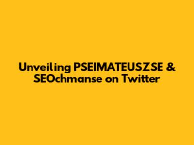 Unveiling PSEIMATEUSZSE & SEOchmanse on Twitter